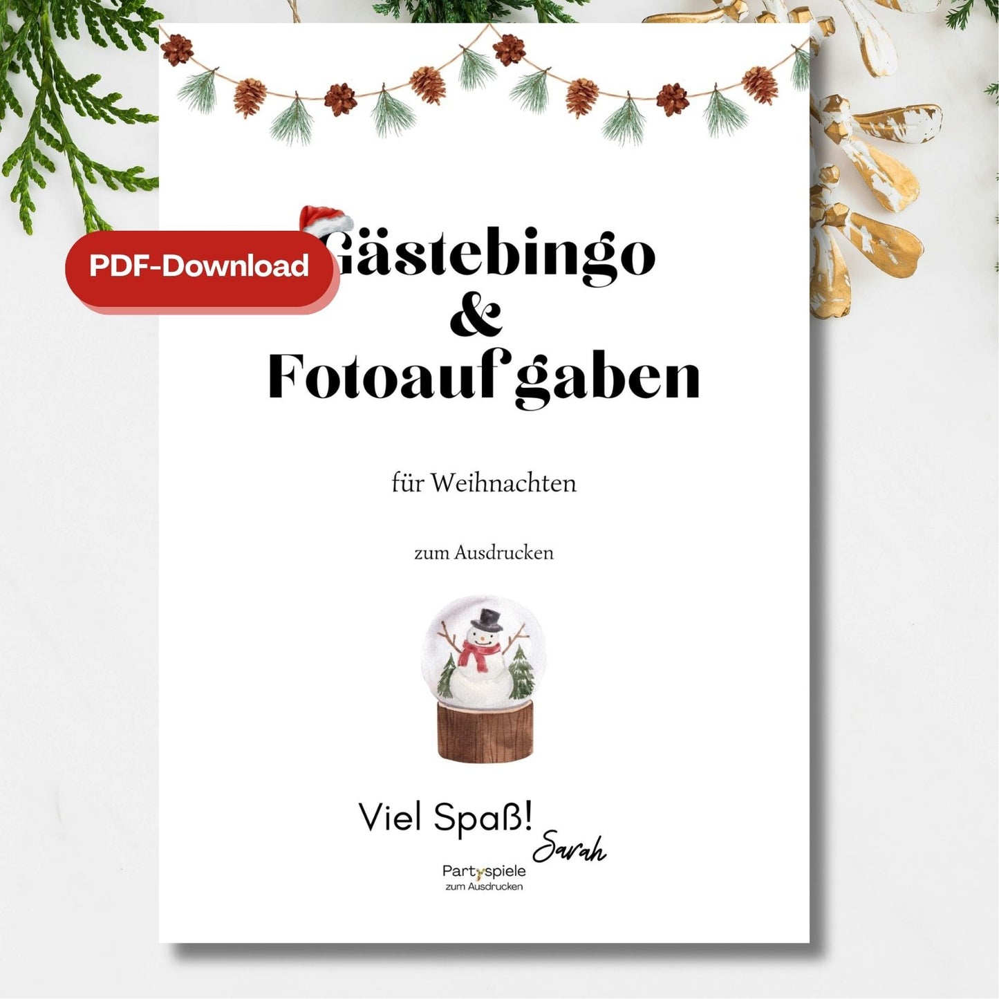 Gästebingo Fotoaufgaben Weihnachten Familie ausdrucken