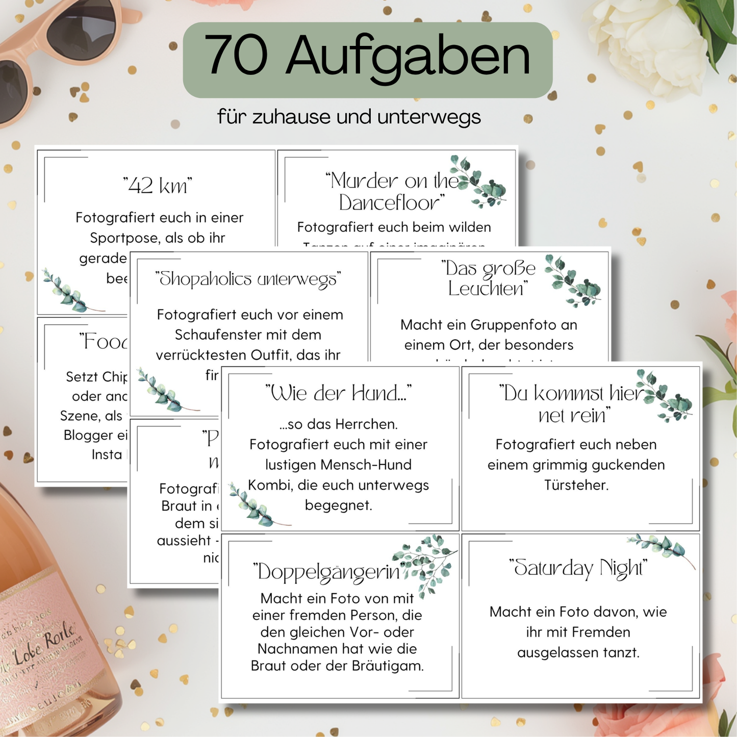 70 Fotoaufgaben zum Ausdrucken, Junggesellinnenabschied