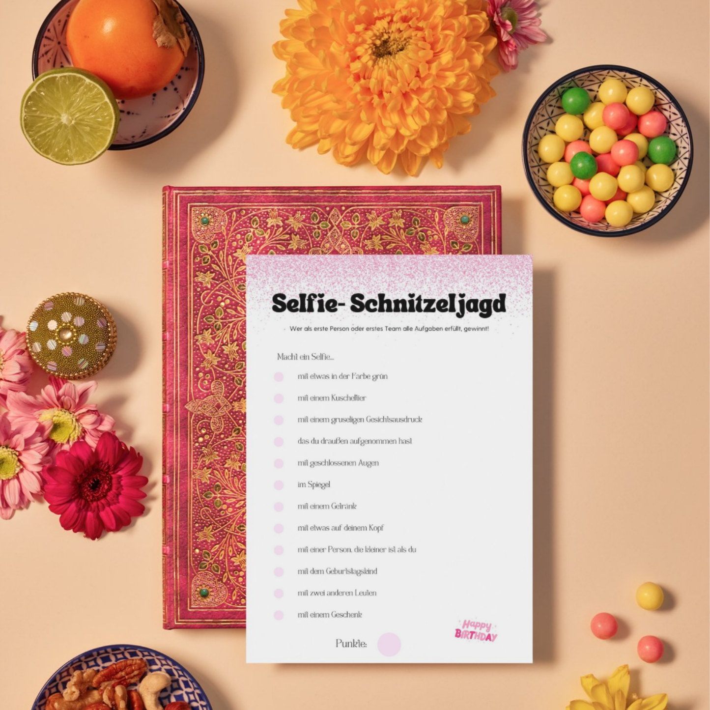 Teenager Geburtstag Spiele Set – 10 Partyspiele für Teenie Geburtstagsparty zum Ausdrucken, PDF, pink