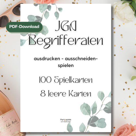 JGA Begriffe raten Spiel ausdrucken PDF