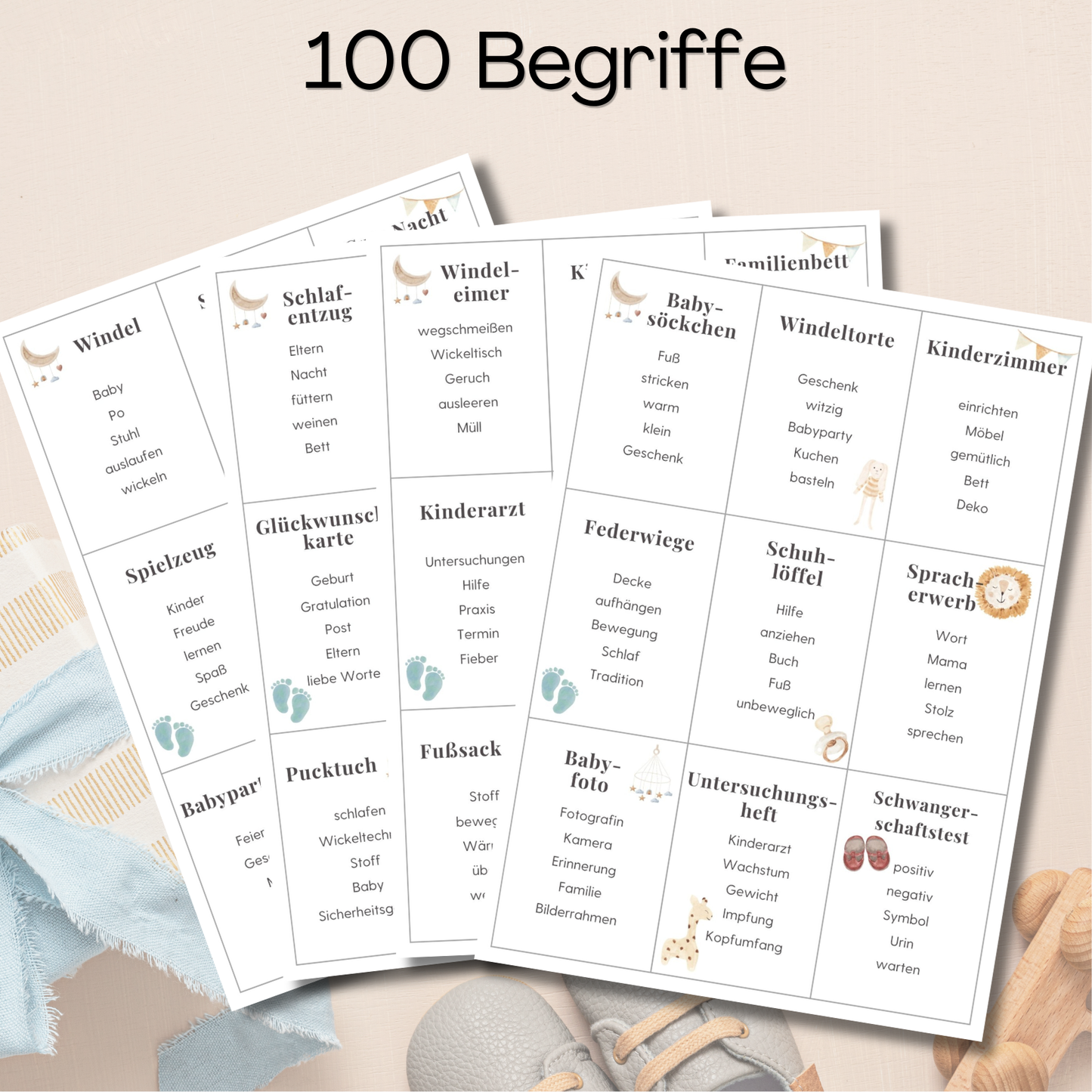100 Begriffe Babyshower Tabu