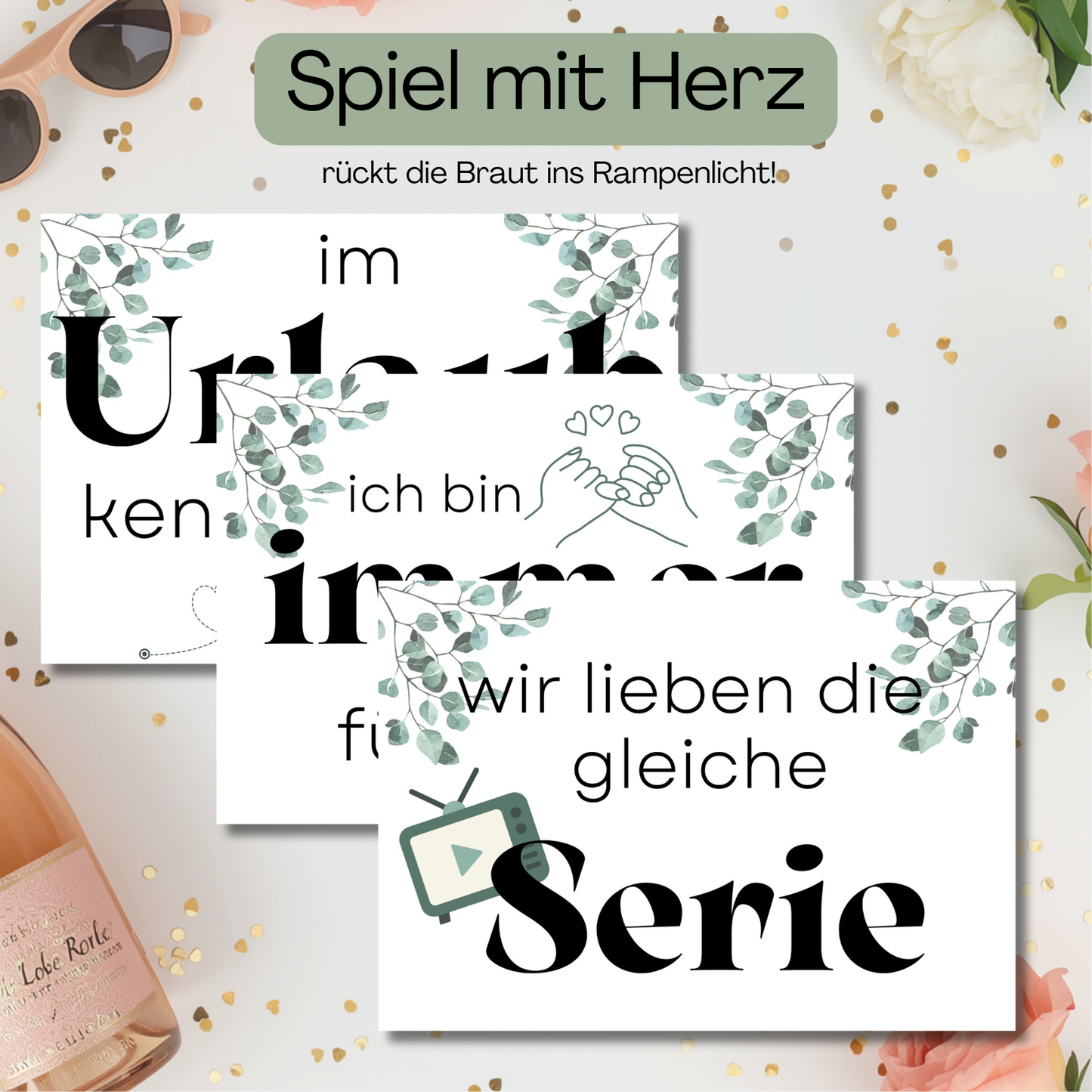 JGA Spiele Set zum Ausdrucken – Begriffe raten, Fotoaufgaben & mehr, PDF