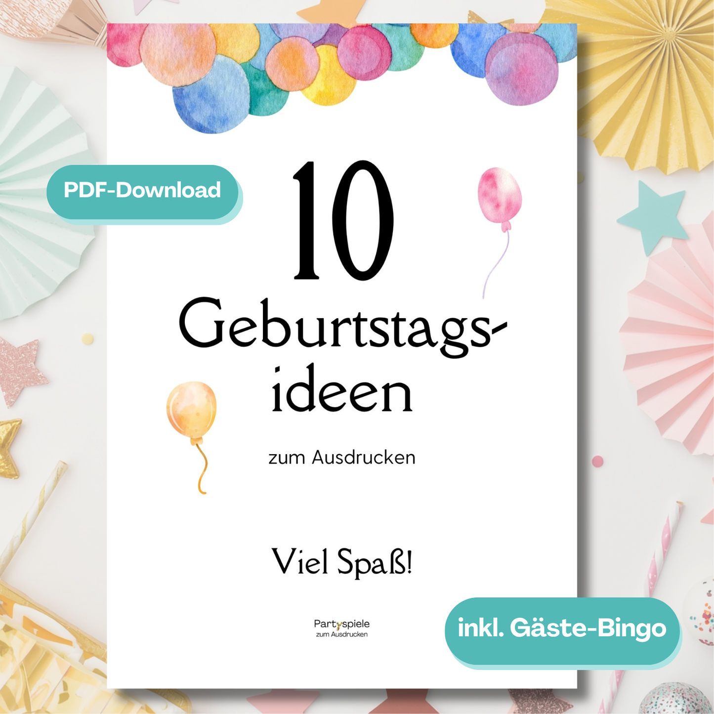 Geburtstag Spiele Set für Erwachsene – 10 Partyspiele & Aktivitäten zum Ausdrucken, PDF