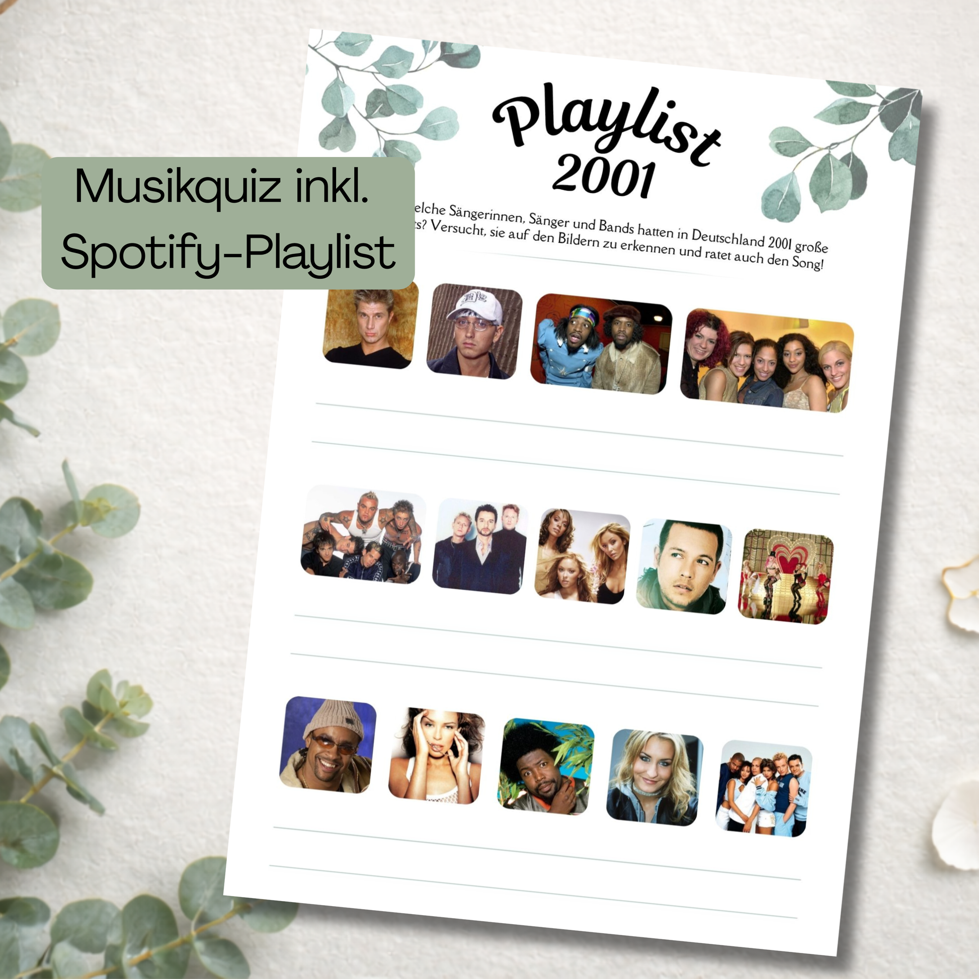 Musikquiz 2001 inkl. Spotify Playlist