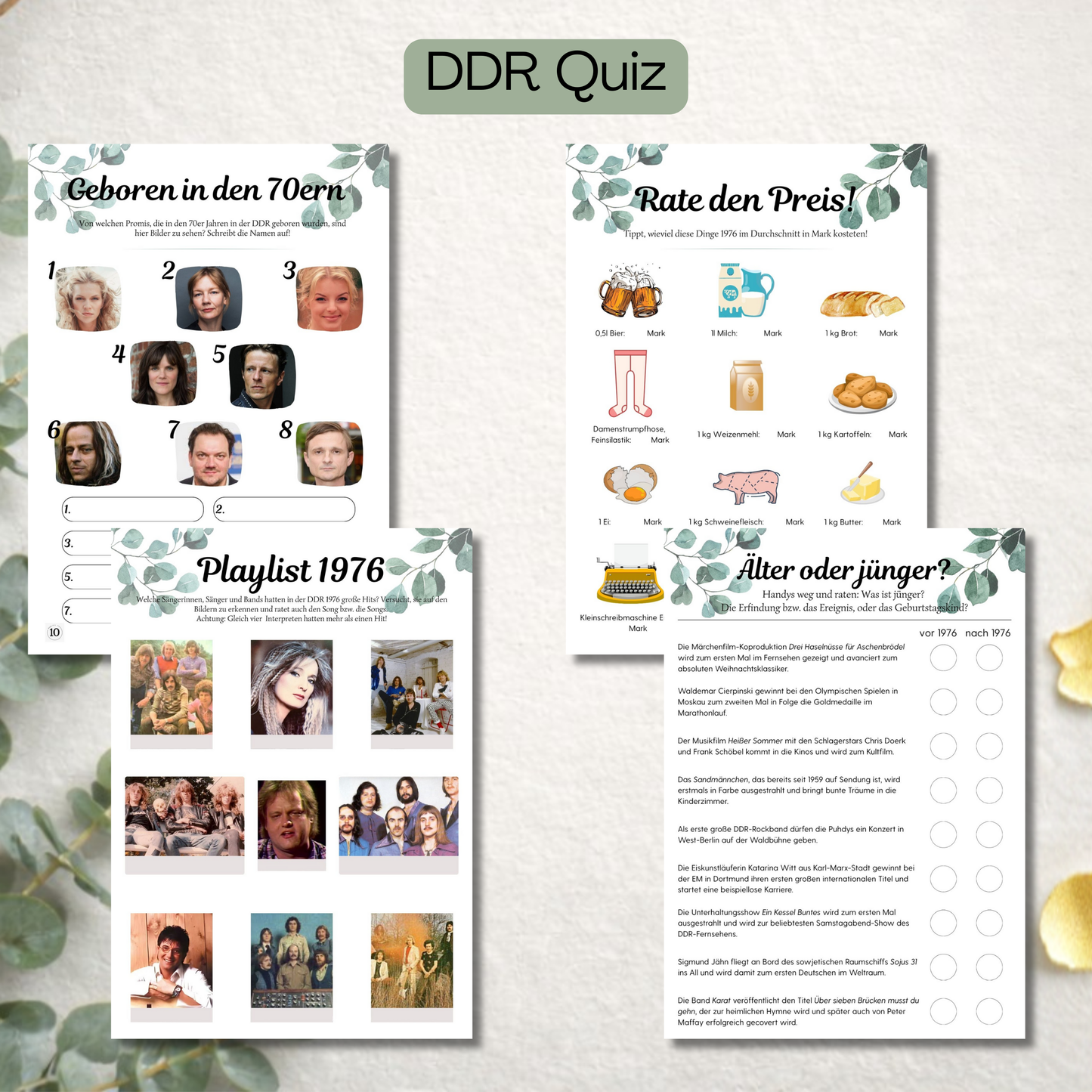 Goldene Hochzeit 2026: 15 Quiz, Spiele & Ideen zum Ausdrucken(PDF) – DDR & BRD