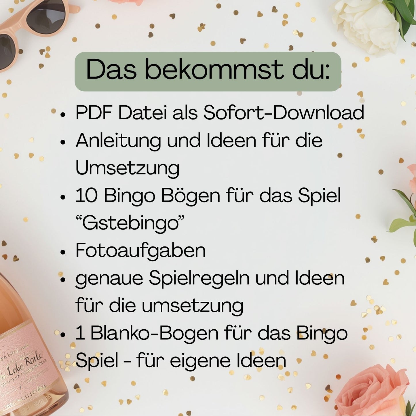 Übersicht über den Lieferumfang: PDF mit den Spielen und den Anleitungen
