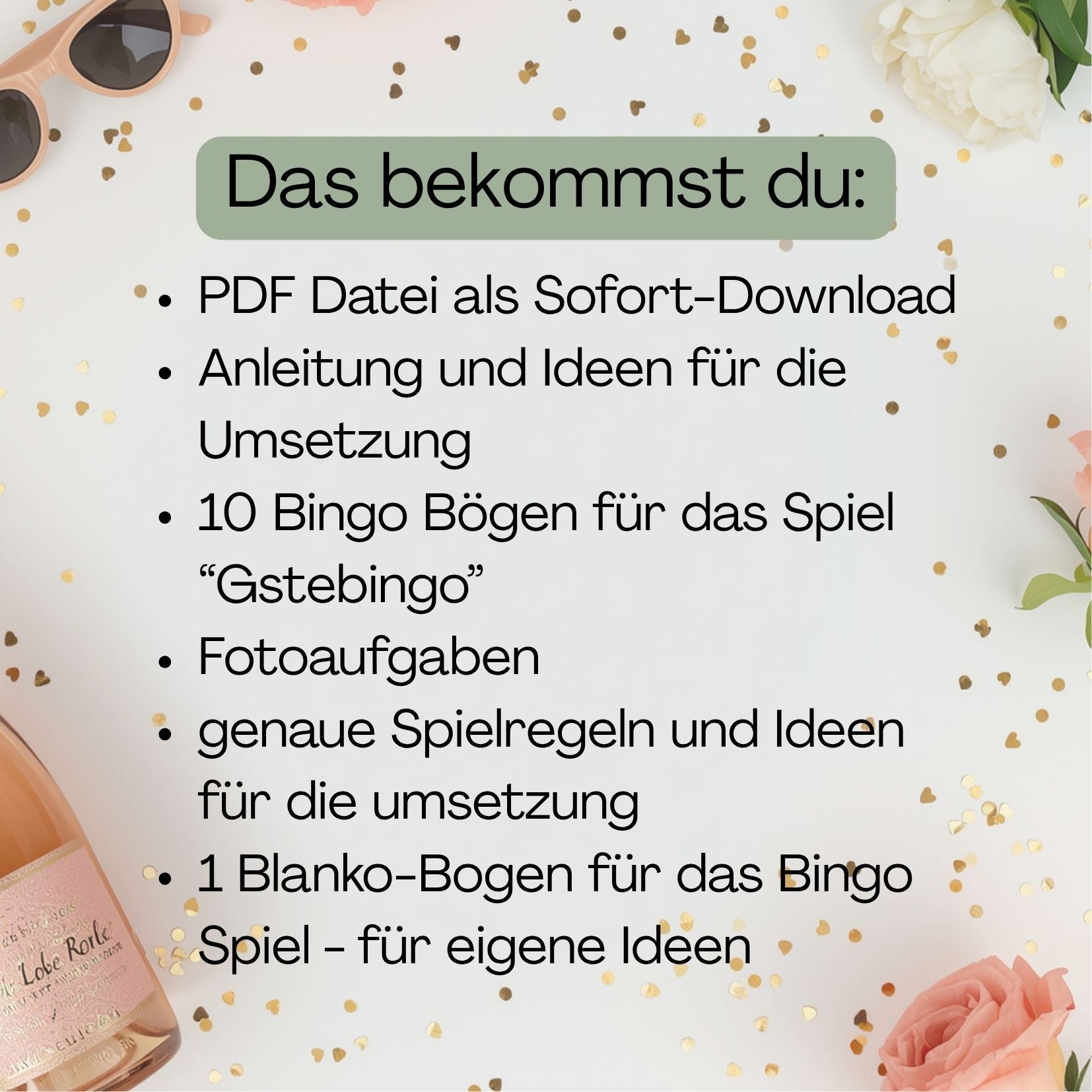 Übersicht über den Lieferumfang: PDF mit den Spielen und den Anleitungen