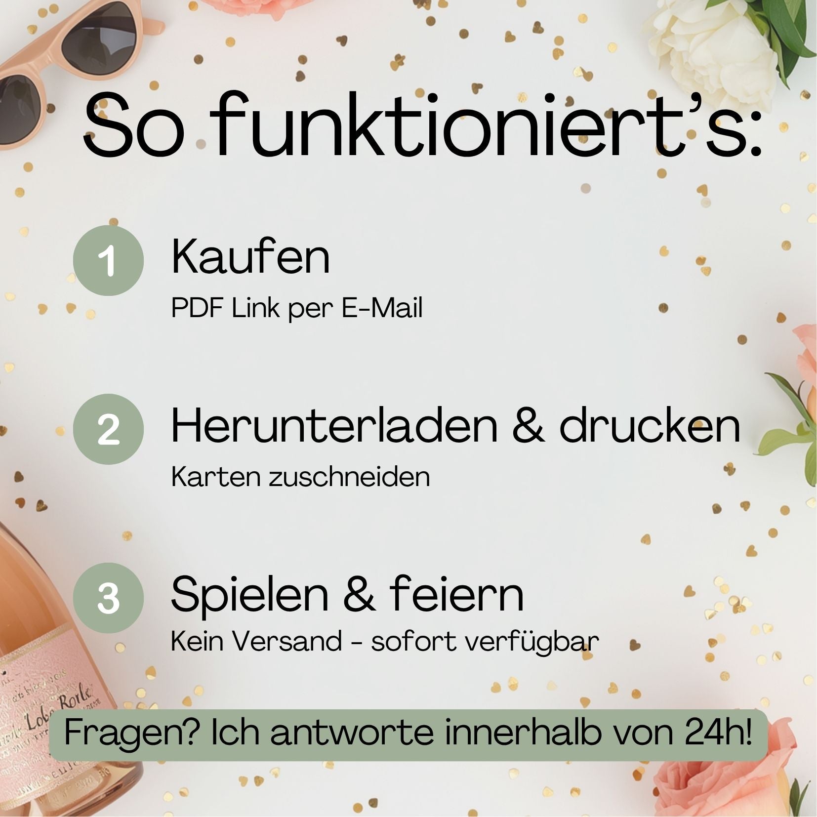 Bestellungsablauf: Kaufen, Mail mit Downloadlink erhalten, Spiele laden, loslegen und den JGA feiern