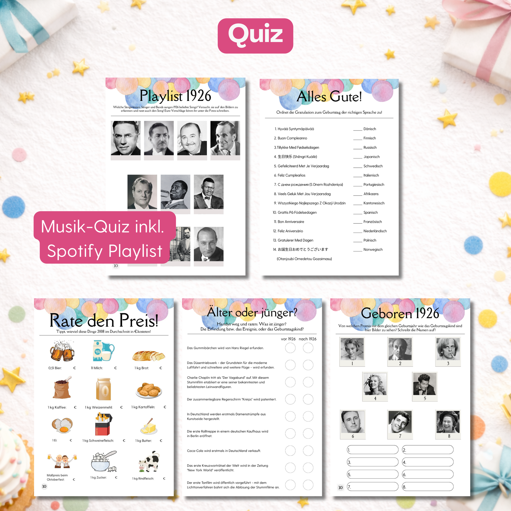 Überblick über die Quiz  Spiele 1926