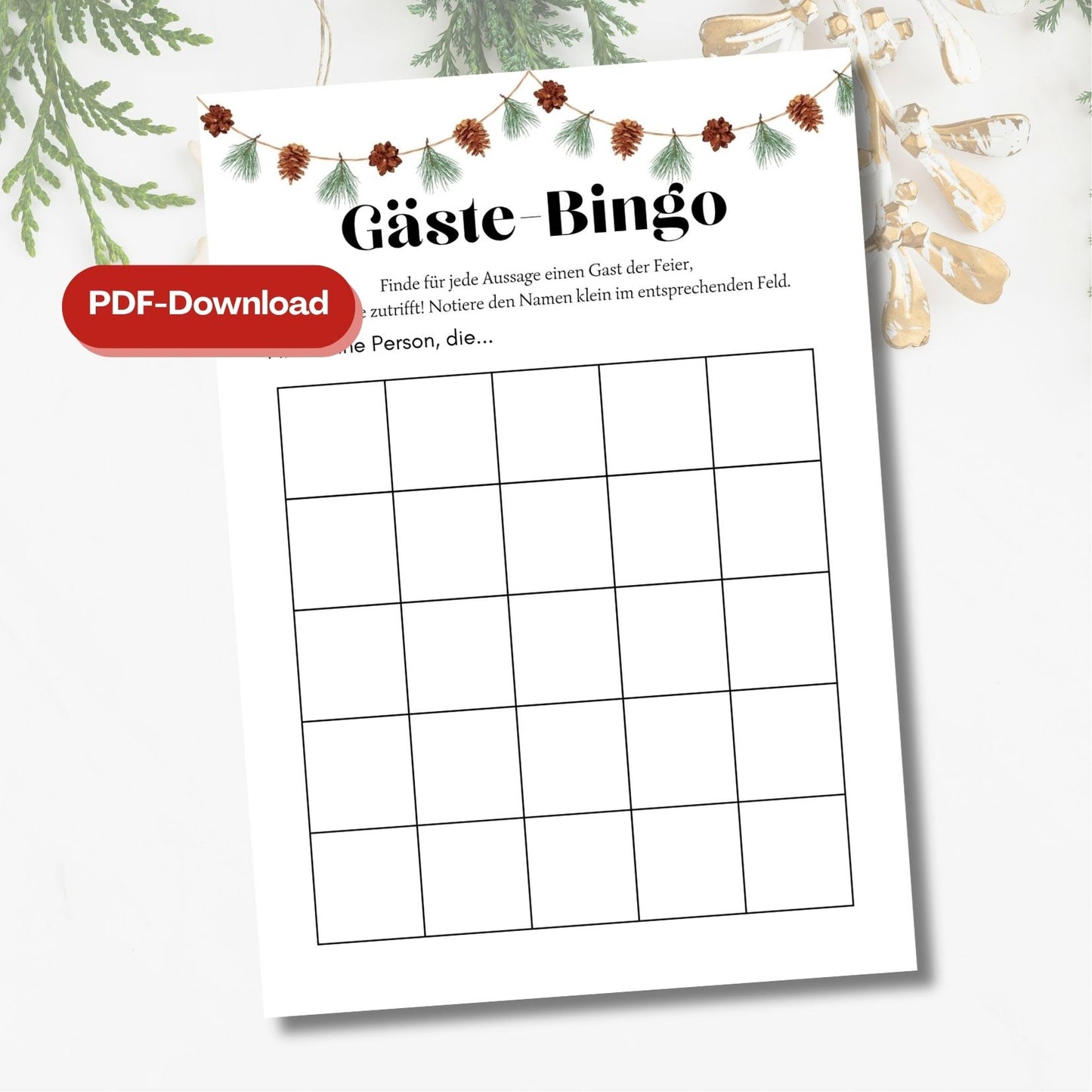 Blanko Bingo Spielkarte Weihnachten Heiigabend Advent