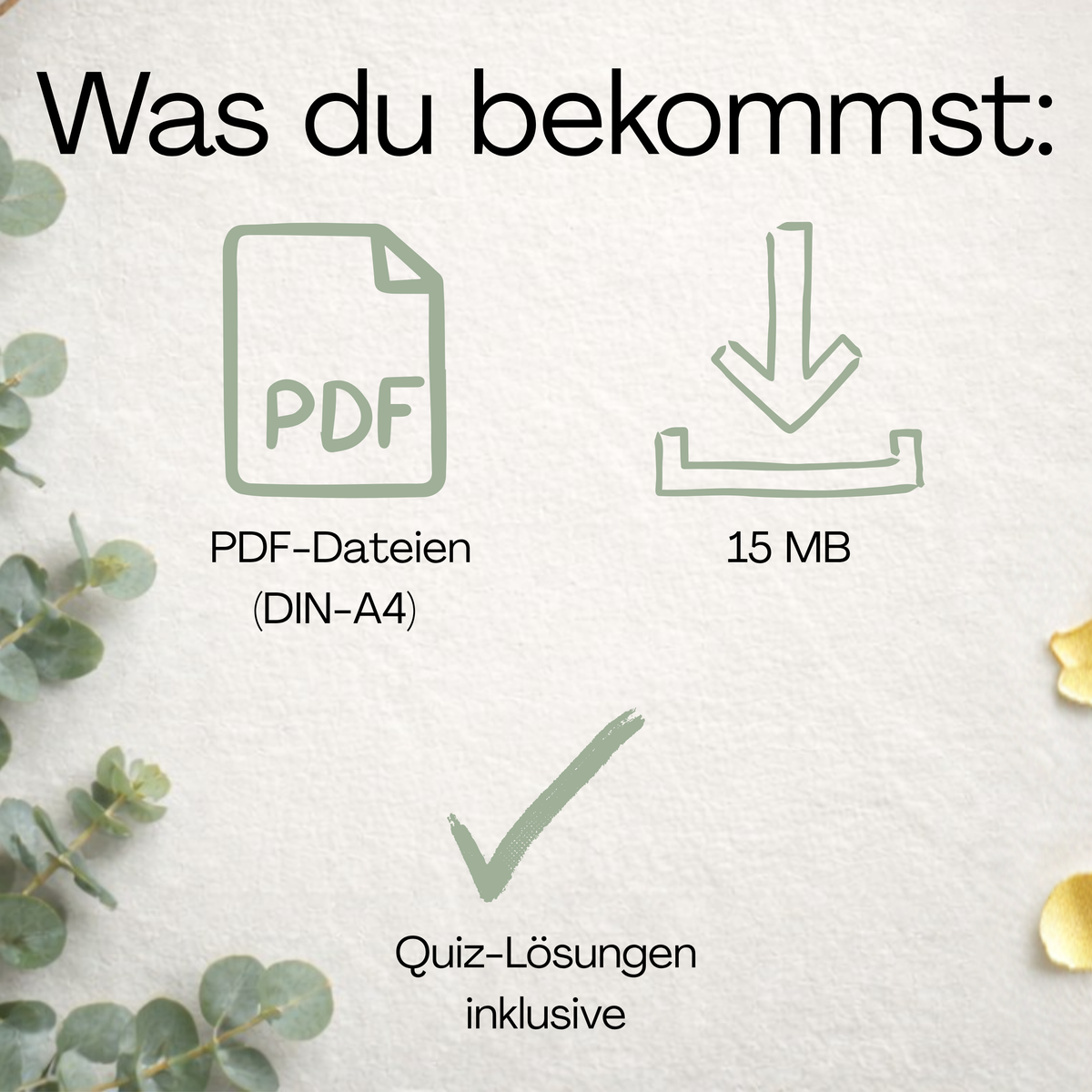 Lieferumfang des Spielesets: PDF im DIN-A4-Format, 15 MB, Quiz-Lösungen inklusive