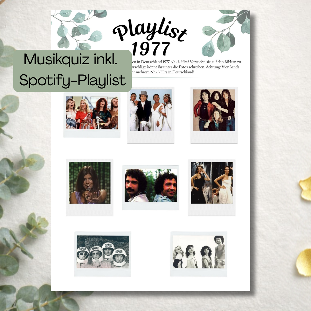 Musikquiz zur goldenen Hochzeit: Playlist 1977 mit Fotos der Nr.-1-Bands und Spotify-Playlist