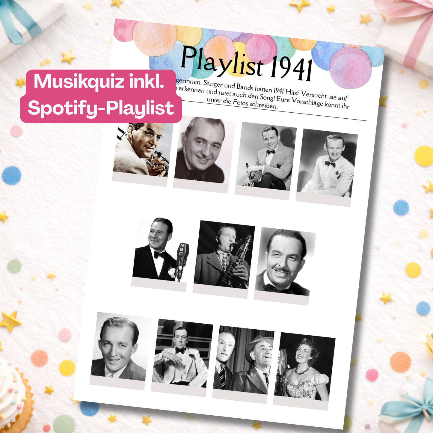 Spieleset 85. Geburtstag (1941) – 14 Partyspiele, Quiz & Gästebingo zum Ausdrucken