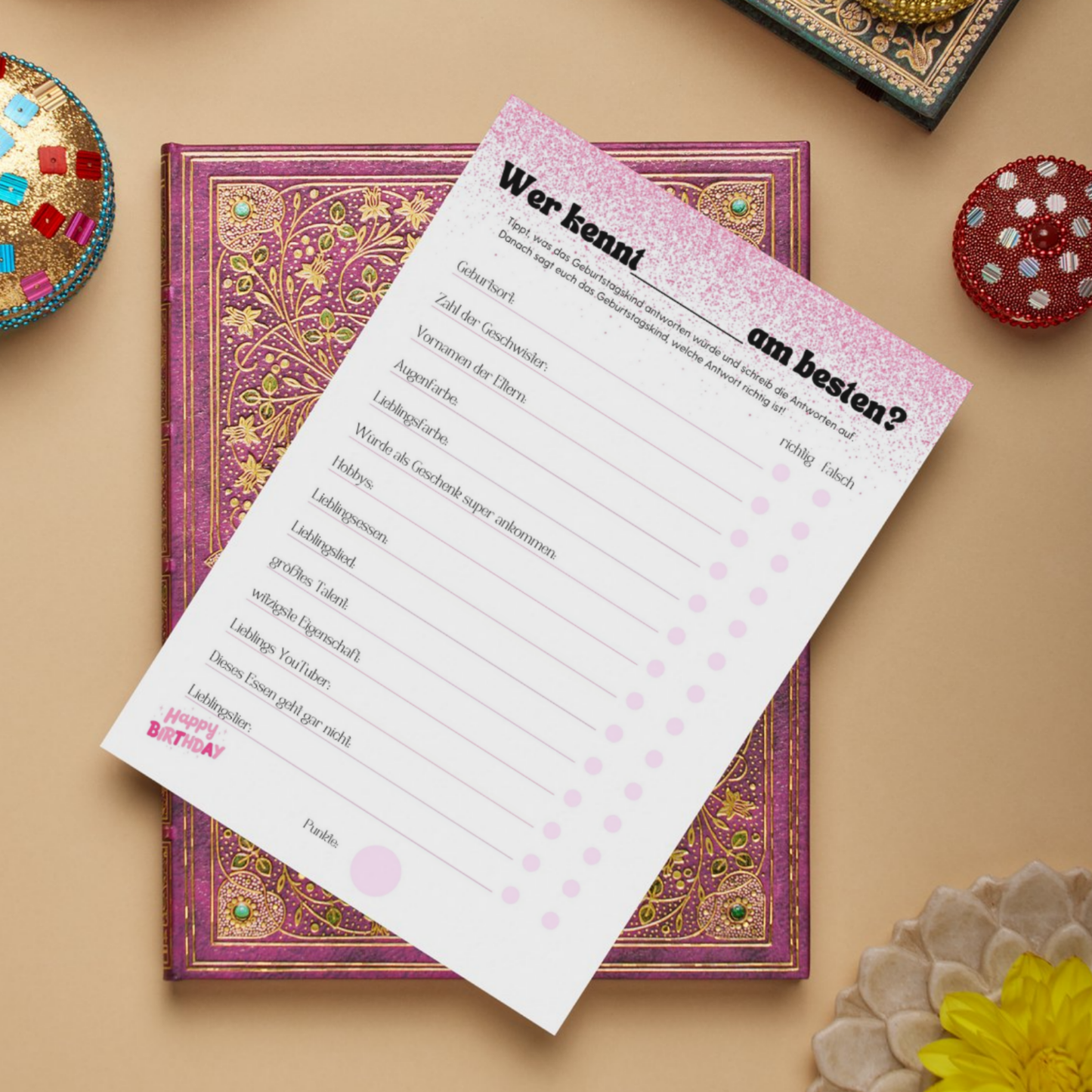Teenager Geburtstag Spiele Set – 10 Partyspiele für Teenie Geburtstagsparty zum Ausdrucken, PDF, pink